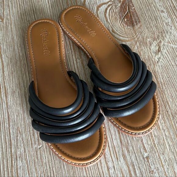 Madewell Addie Black Leather Slides - Picture 2 of 9